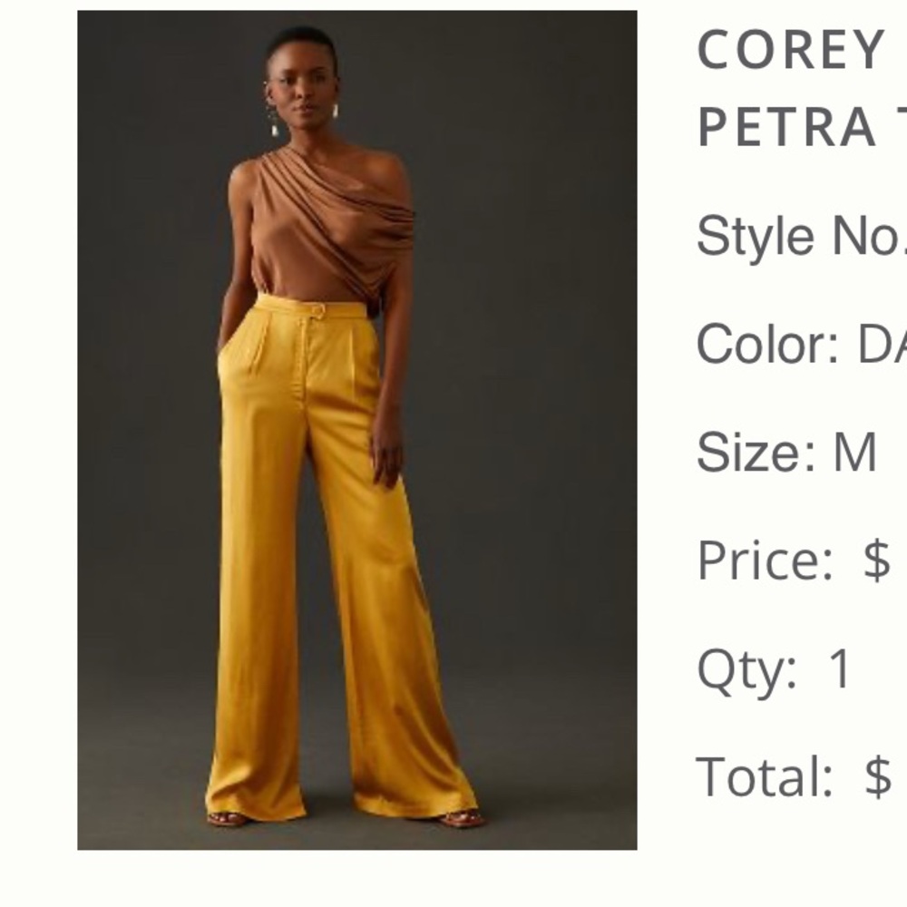 COREY LYNN CALTER
PETRA TROUSERS from Anthropologie- size M